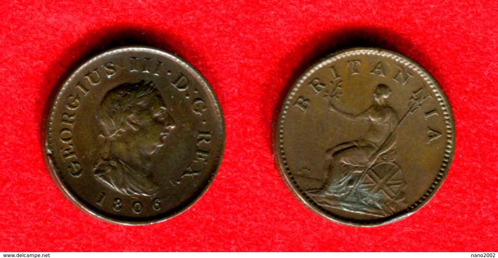 GRANDE BRETAGNE - GREAT BRITAIN - GEORGE III -  FARTHING 1806 - TRES BELLE MONNAIE - Autres & Non Classés