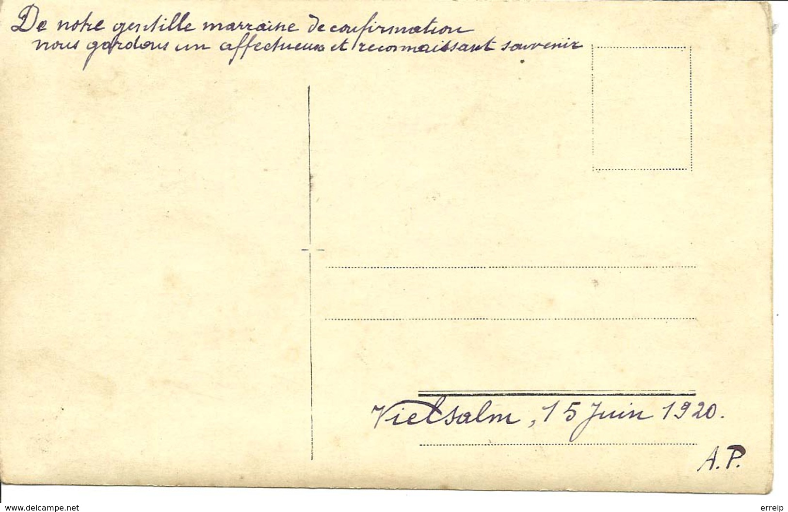 Vielsam Photo Carte 15 Juin 1920 Confirmation - Vielsalm