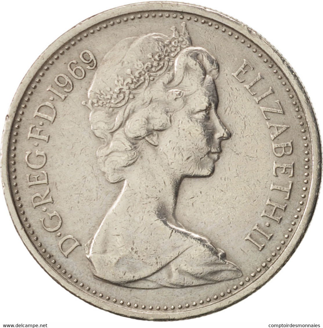 Monnaie, Grande-Bretagne, Elizabeth II, 5 New Pence, 1969, TTB+, Copper-nickel - 5 Pence & 5 New Pence