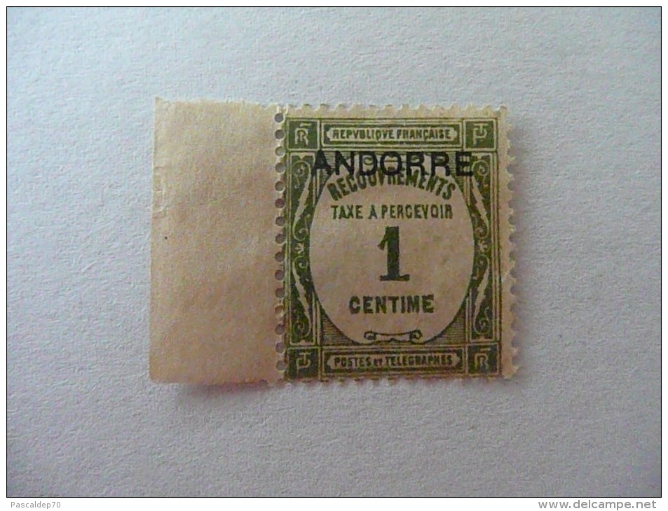 Timbre ANDORRE Taxe N° 9 - Neuf Sans Gomme - Catalogue : YVERT & TELLIER 2013 - Unused Stamps