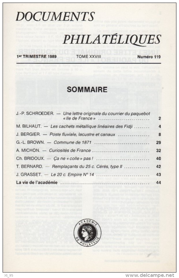 Documents Philateliques - Numero 119 - Voir Sommaire - Autres & Non Classés