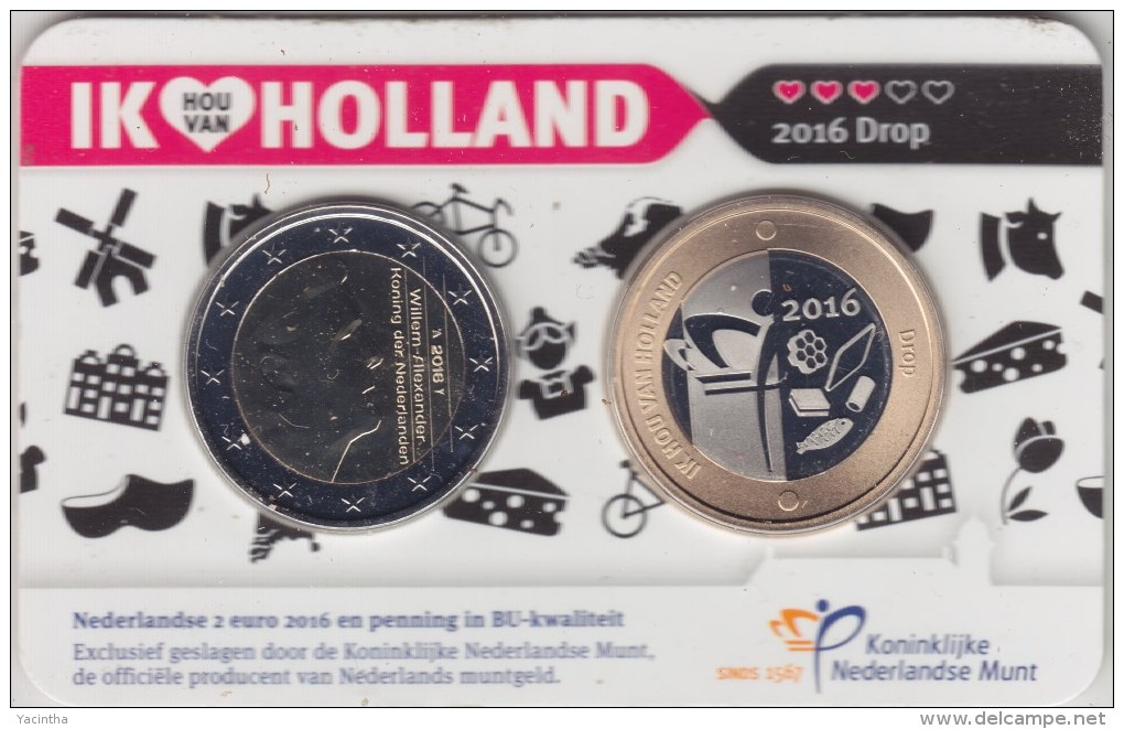 @Y@   Nederland Coincard 2 Euro 2016  IK HOU VAN HOLLAND  In BU Quality - Nederland