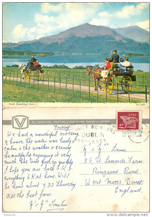 Jaunting Car,  Killarney,  Co Kerry, Ireland Postcard Posted 1960s Stamp - Kerry