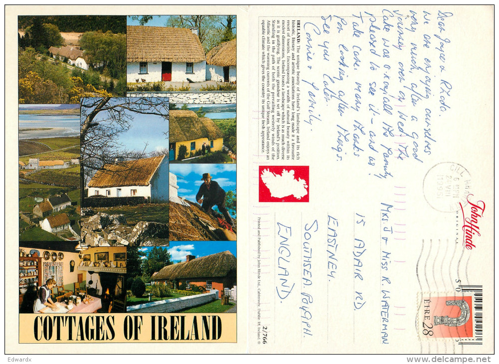 Cottages, Ireland Postcard Posted 1995 Stamp - Autres & Non Classés