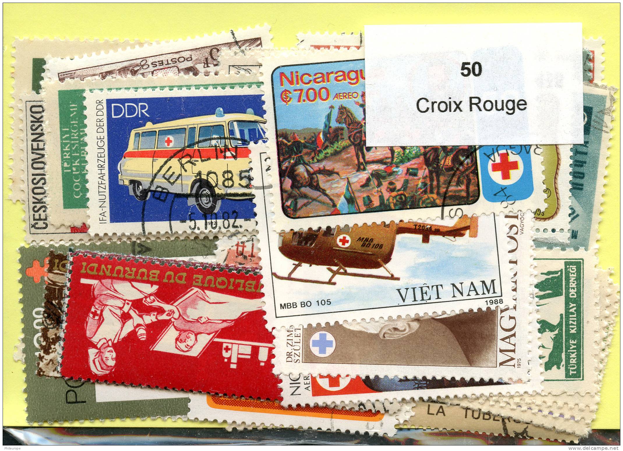 Lot 50 Timbres Croix Rouge - Kilowaar (max. 999 Zegels)