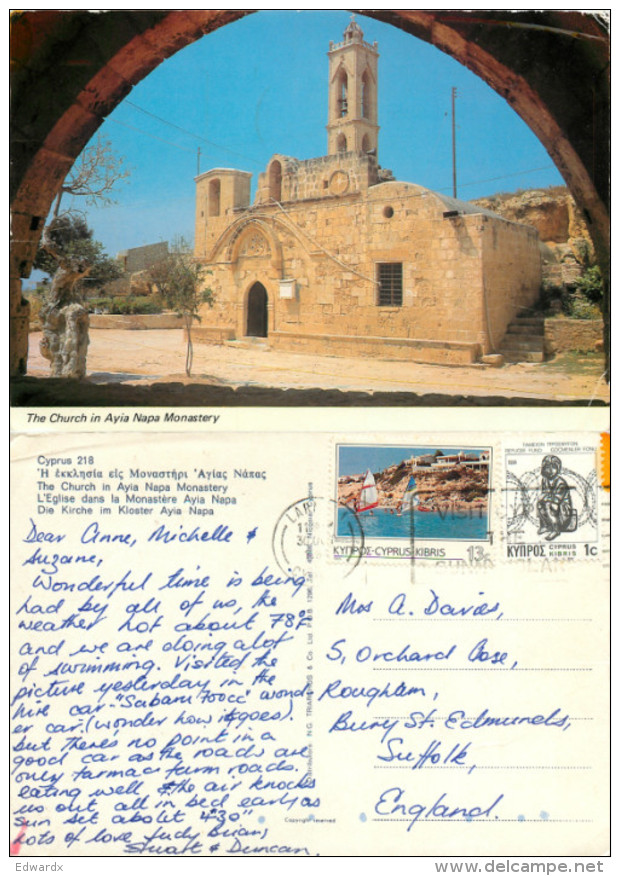 Ayia Napa, Cyprus Postcard Posted 1985 Stamp - Cyprus