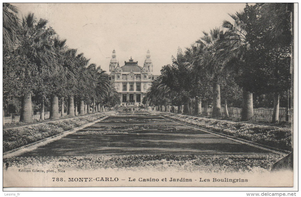 CPA - MONTE CARLO - LE CASINO ET JARDINS - LES BOULINGRUNS - 788 - GILETTA - T. B. E - Monte-Carlo