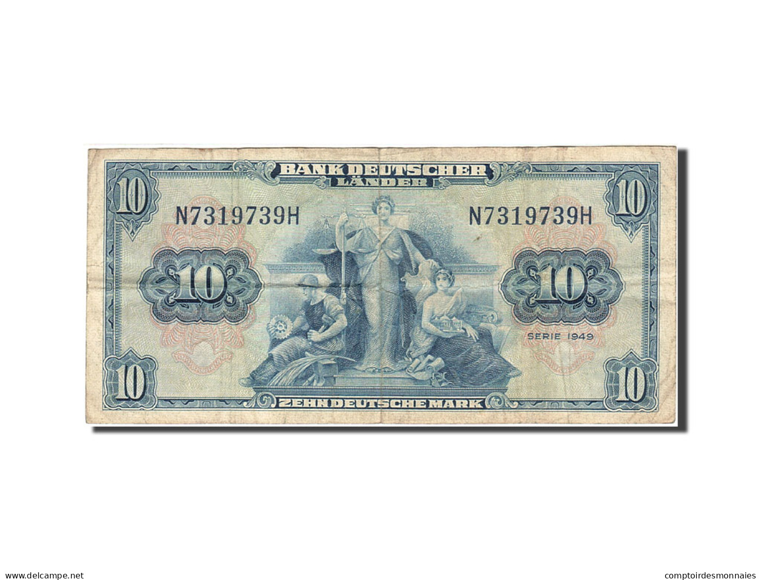 Billet, République Fédérale Allemande, 10 Deutsche Mark, 1949, 1949-08-22 - 10 Deutsche Mark