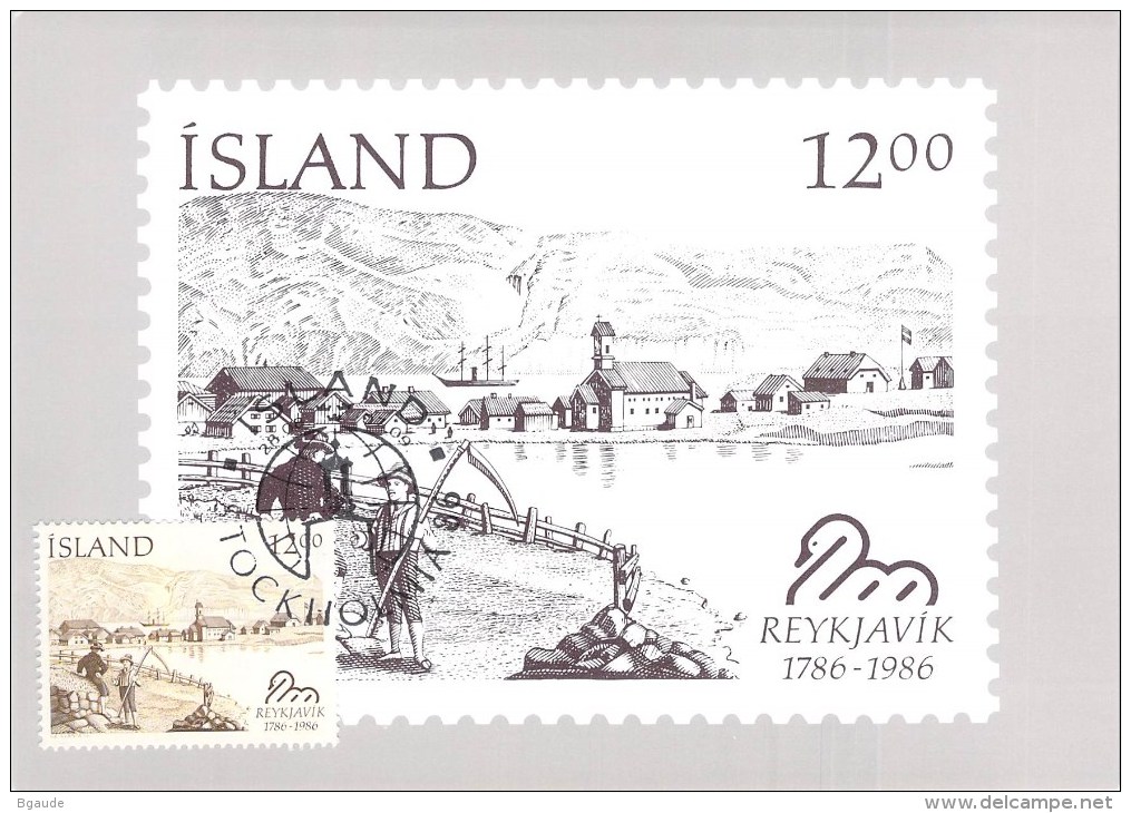 ISLANDE CARTE Maximum  NUM YVERT  608 REYKJAVIK 200 ANS - Cartes-maximum