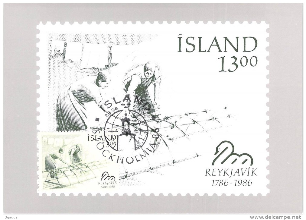 ISLANDE CARTE Maximum  NUM YVERT  609 REYKJAVIK 200 ANS - Cartes-maximum