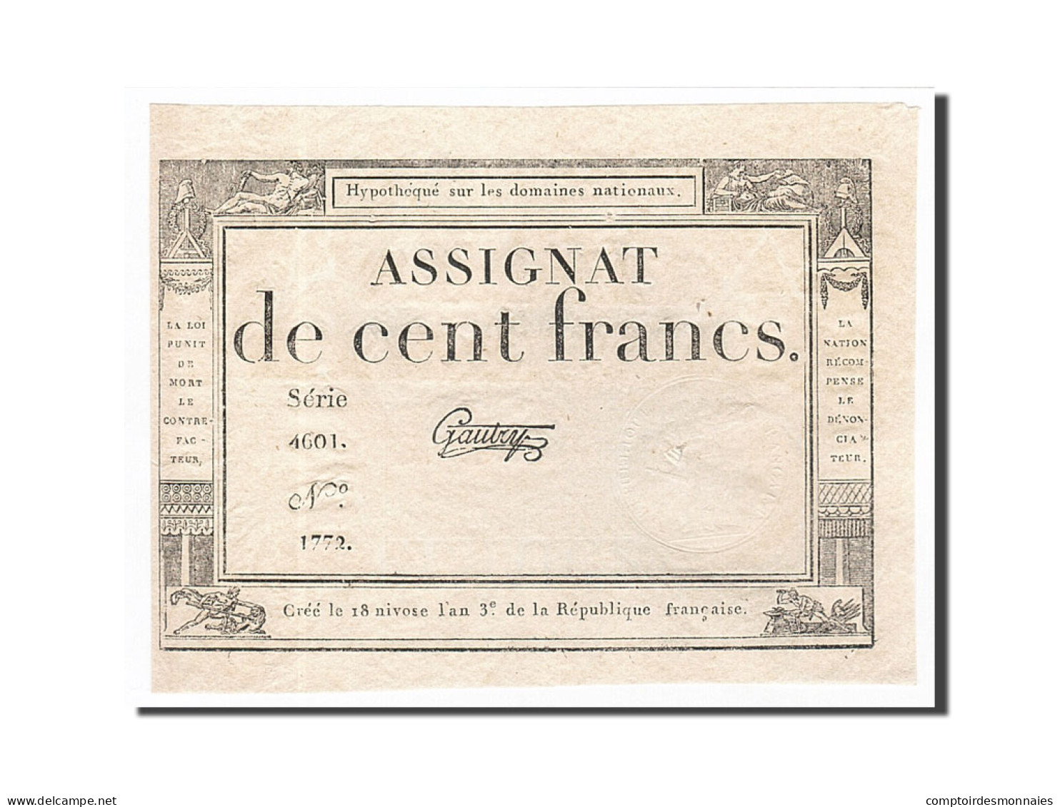 Billet, France, 100 Francs, 1795, 1795-01-07, Gautry, SUP, KM:A78, Lafaurie:173 - Assignats & Mandats Territoriaux