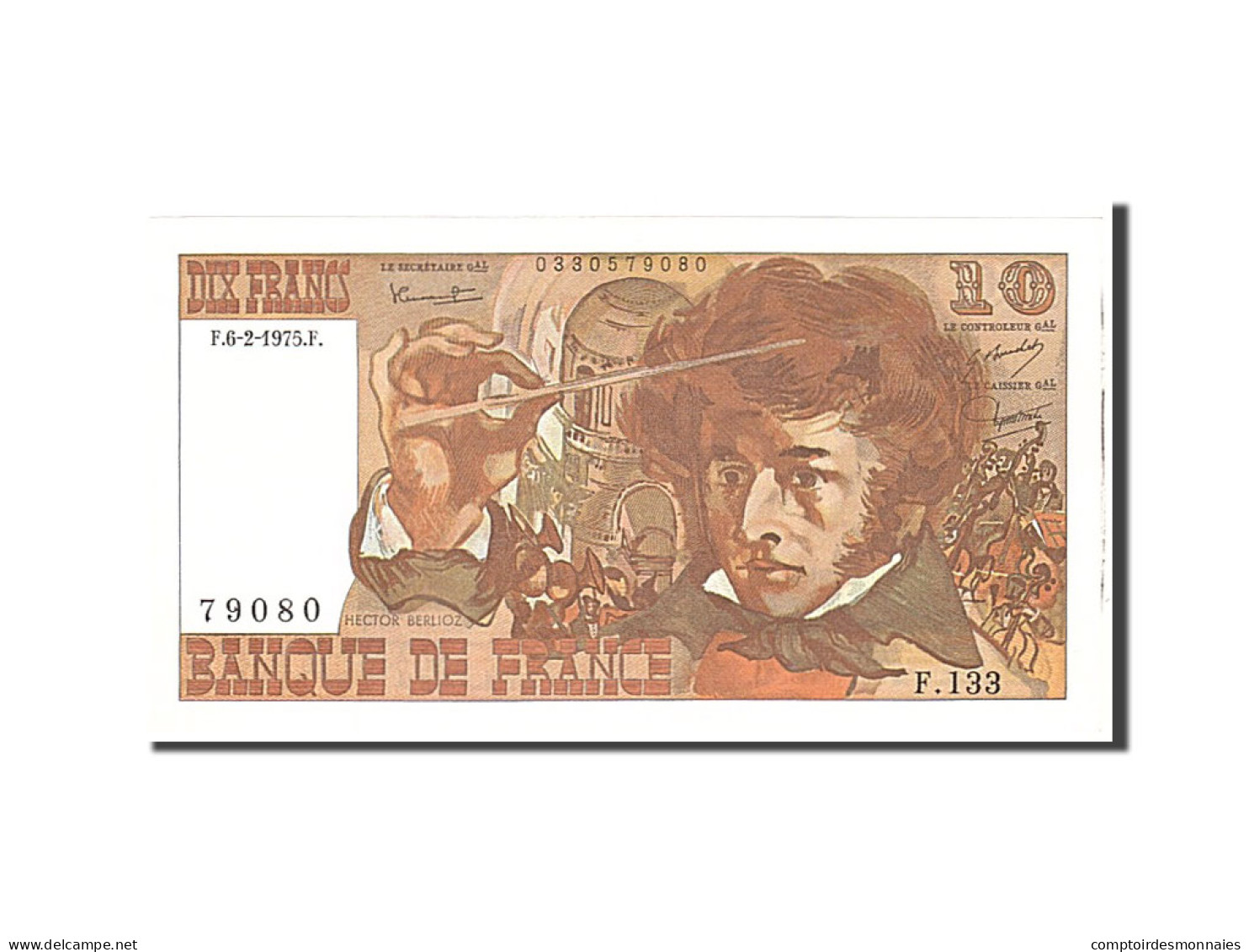 Billet, France, 10 Francs, 1975, 1975-02-06, SPL+, Fayette:63.8, KM:150b - 10 F 1972-1978 ''Berlioz''