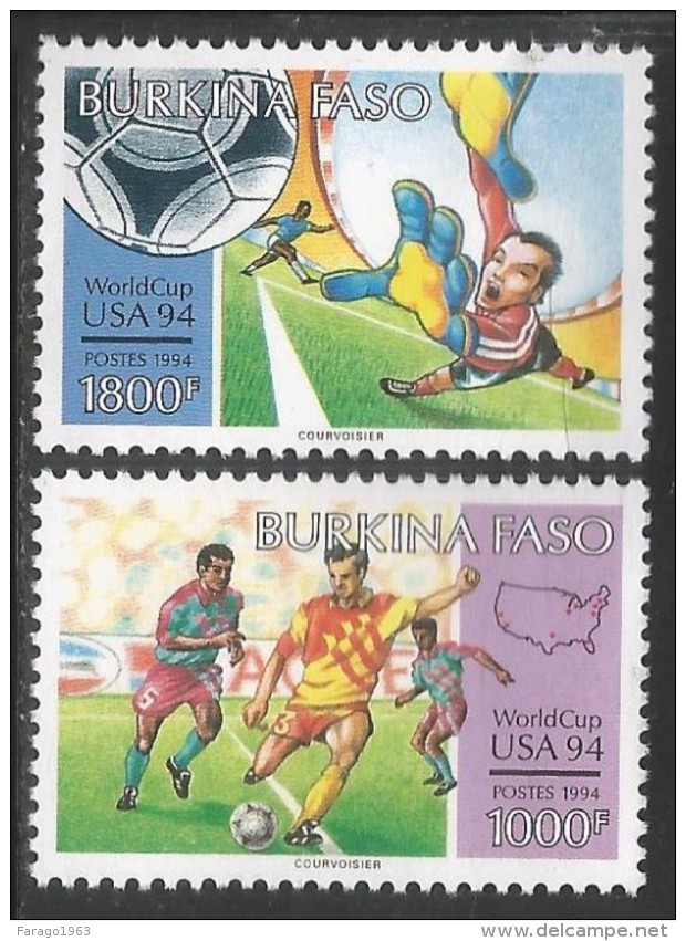 1994 Burkina Faso  World Cup Football USA Architecture Stadiums Complete Set Of 2 Stamps & Souvenir Sheet MNH - Burkina Faso (1984-...)