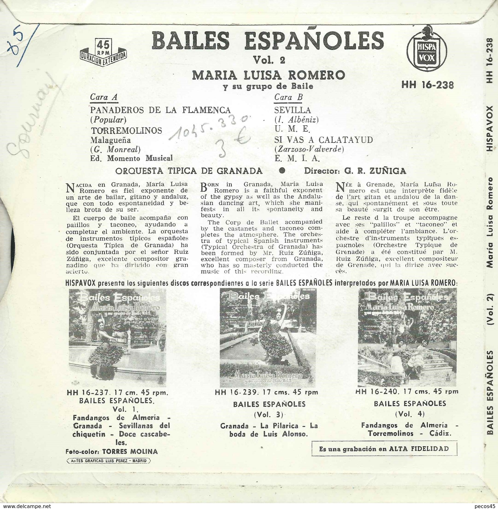 Bailes Espanoles - Maria Luisa Romero. - Wereldmuziek