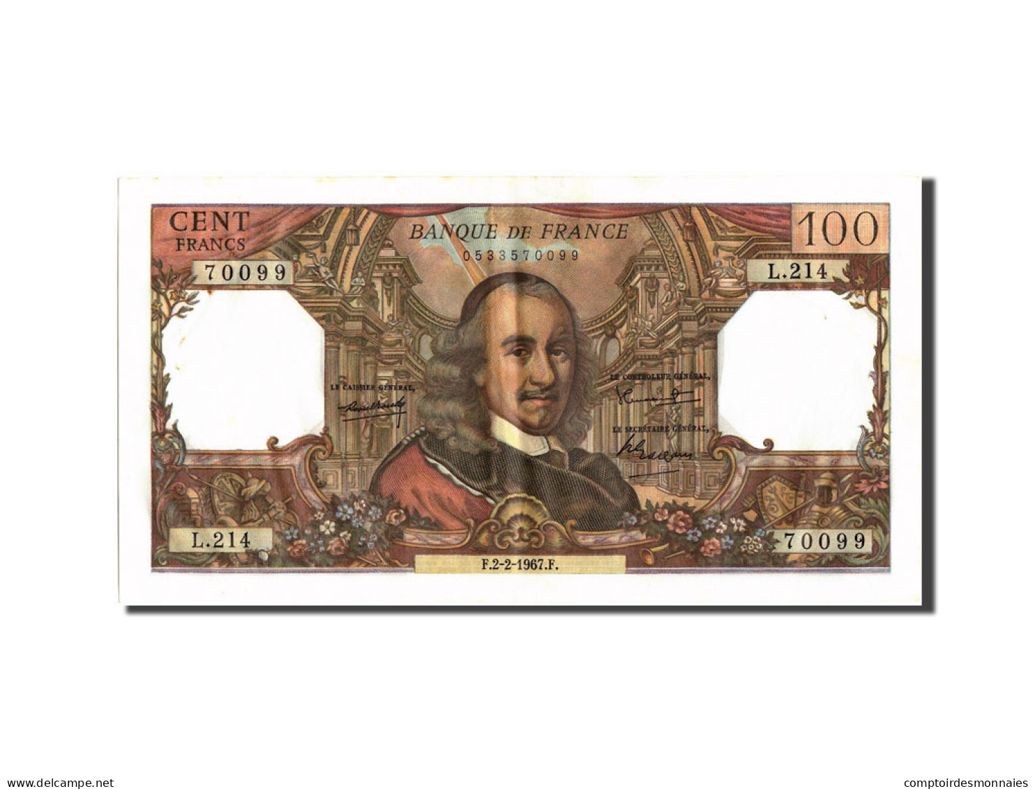 Billet, France, 100 Francs, 100 F 1964-1979 ''Corneille'', 1967, 1967-02-02 - 100 F 1964-1979 ''Corneille''