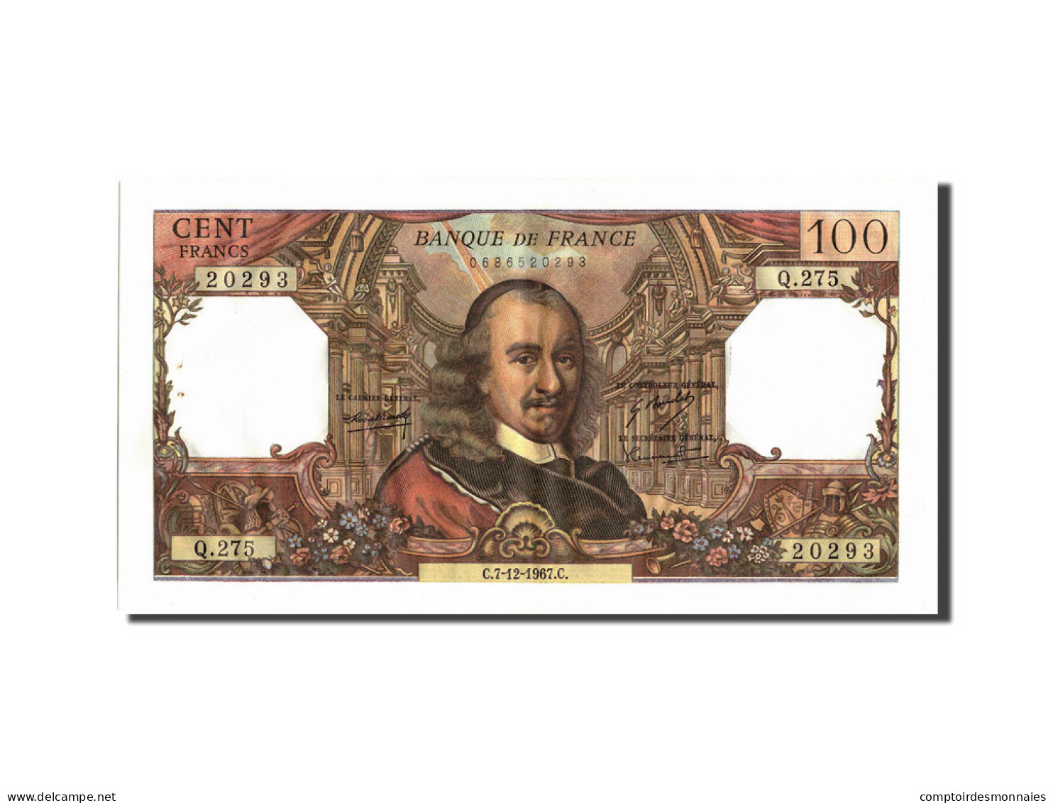 Billet, France, 100 Francs, 100 F 1964-1979 ''Corneille'', 1967, 1967-12-07 - 100 F 1964-1979 ''Corneille''