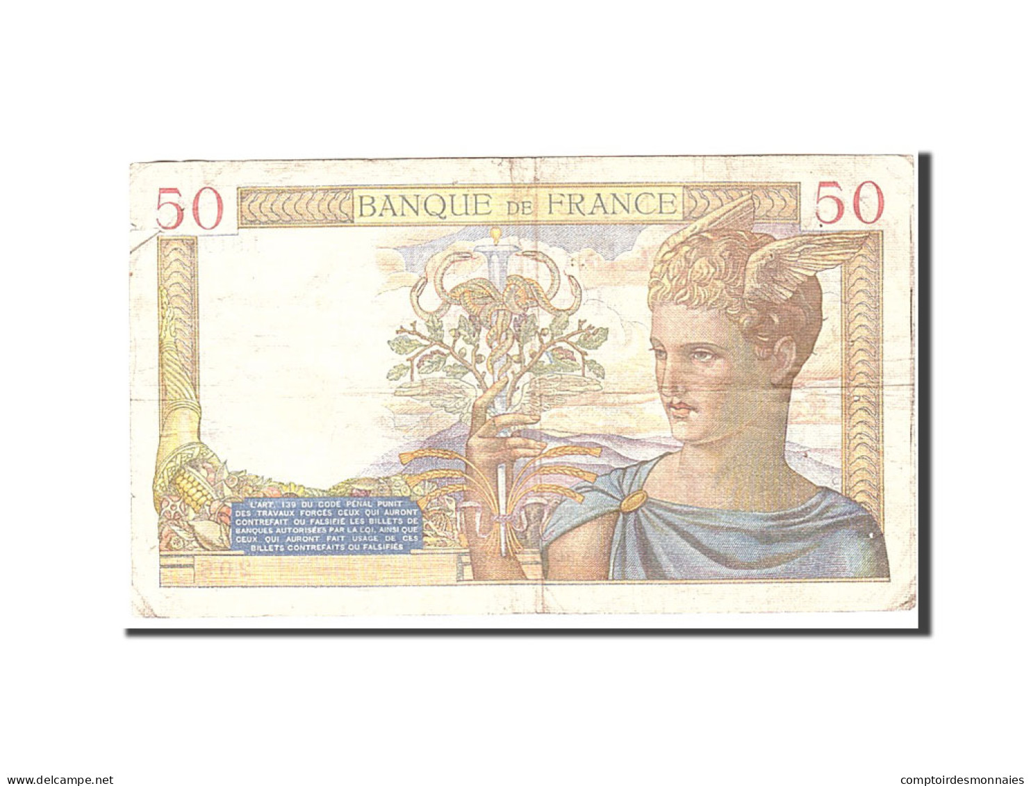 Billet, France, 50 Francs, 1938, 1938-04-28, TB+, Fayette:18.12, KM:85b - 50 F 1934-1940 ''Cérès''