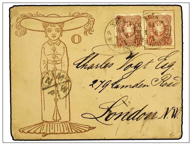 ALEMANIA. 1879 (Jan 9). Printed Envelope With Illustration Showing A Lady Of Fashion, Used To LONDON Franked By... - Other & Unclassified