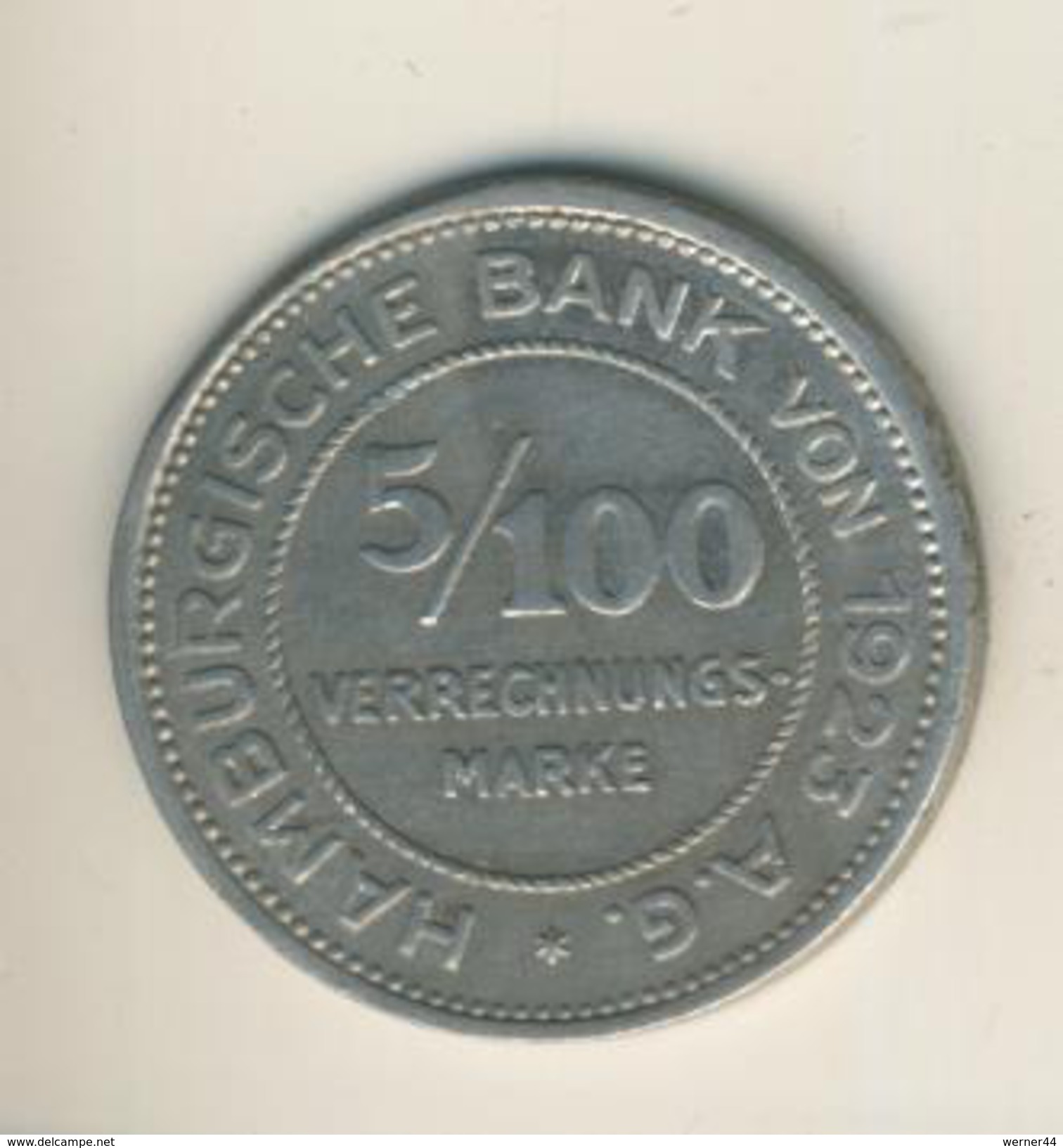 Hamburger Bank Von 1923 A.G. 5/100 Verrechnungs-Marke  (49019) - Other & Unclassified