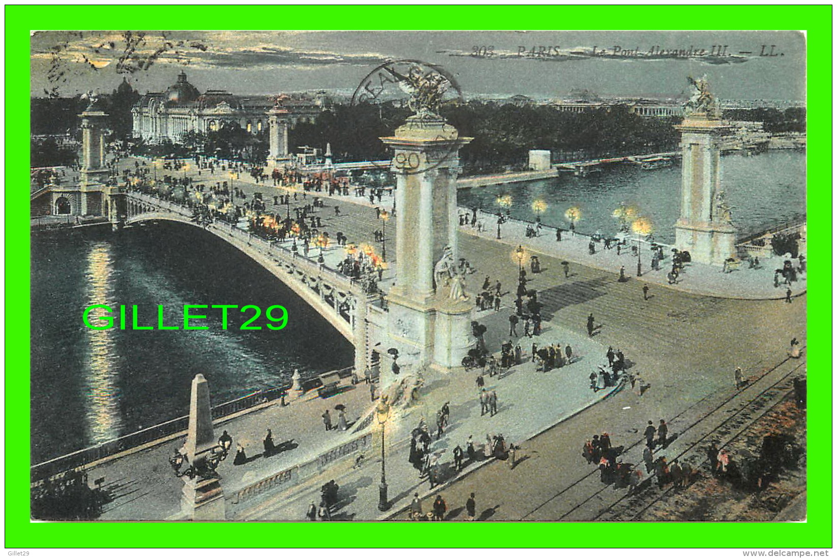 PARIS (75) - LE PONT ALEXANDRE III , LA NUIT - LL. -  ANIMÉE - CIRCULÉE EN 1907 - - Paris By Night