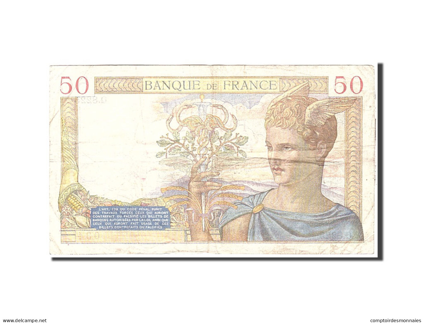 Billet, France, 50 Francs, 1938, 1938-04-28, TTB, Fayette:18.12, KM:85b - 50 F 1934-1940 ''Cérès''