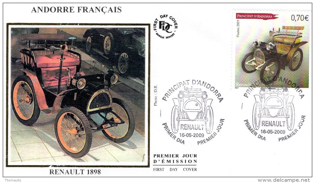 Renault   - 1898  -  Andorre Francais FDC  -  Premier Jour - Voitures
