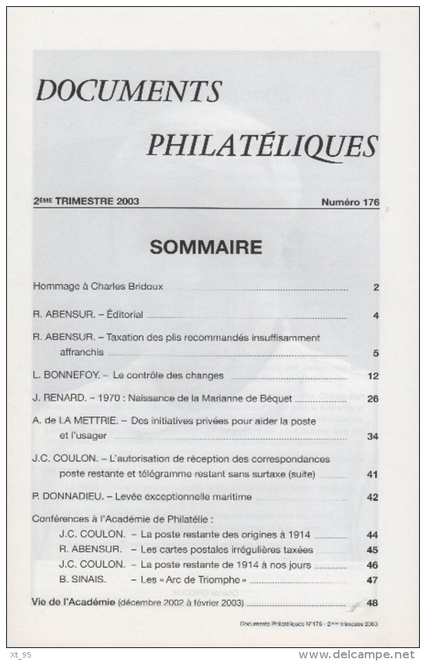Documents Philateliques - Numero 176 - Voir Sommaire - Autres & Non Classés