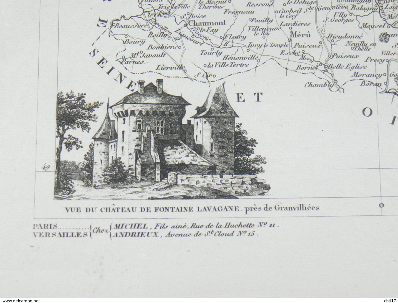 ATLAS DEPARTEMENTAL / 1830 / 1 CARTE"  OISE "  BEAUVAIS CLERMONT SENLIS COMPIEGNE / EDITEURS ANDRIEUX ET BARRESWILL - Cartes Géographiques