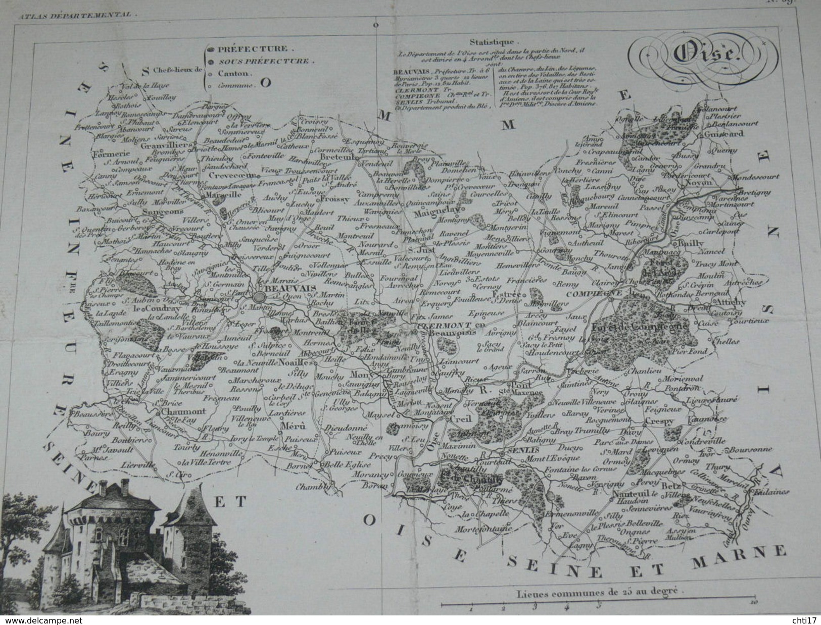ATLAS DEPARTEMENTAL / 1830 / 1 CARTE"  OISE "  BEAUVAIS CLERMONT SENLIS COMPIEGNE / EDITEURS ANDRIEUX ET BARRESWILL - Cartes Géographiques