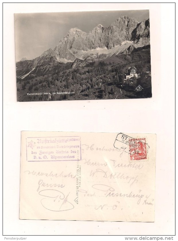 AK Austriahütte, Mit Dachsteinsüdwänden - 29.7.1935 - Echt Gelaufen - Mit Hüttenstempel - Stainach