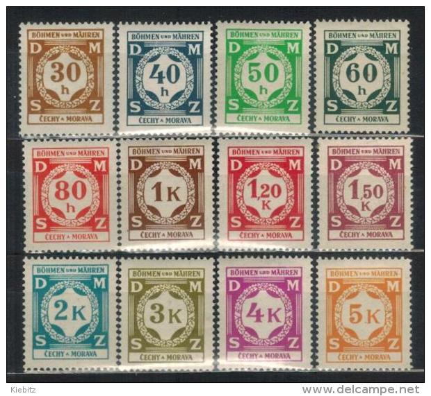 BÖHMEN&MÄHREN Dienst 1941 - MiNr: 1 - 12 Komplett   */MH - Unused Stamps
