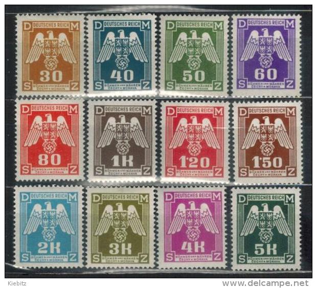 BÖHMEN&MÄHREN Dienst 1941 - MiNr: 13 - 24 Komplett   */MH - Unused Stamps