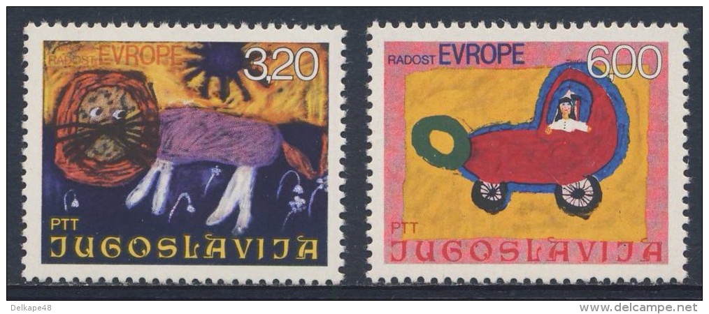 Jugoslavija Yugoslavia 1975 Mi 1615 /6 YT 1504 /5 ** Children's Paintings / Kinderzeichnungen - Baby In Pram, Lion - Andere & Zonder Classificatie