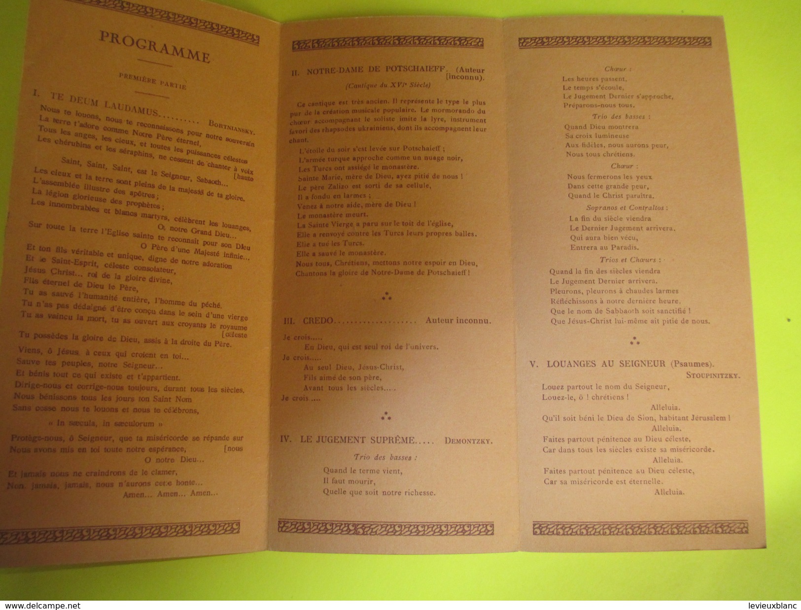 Concert/ Salut Solennel/Choeur De La Chapelle De L'UKRAINE/ Séméonovitch/ Kiev/Vers 1930 ?     PROG91 - Programma's