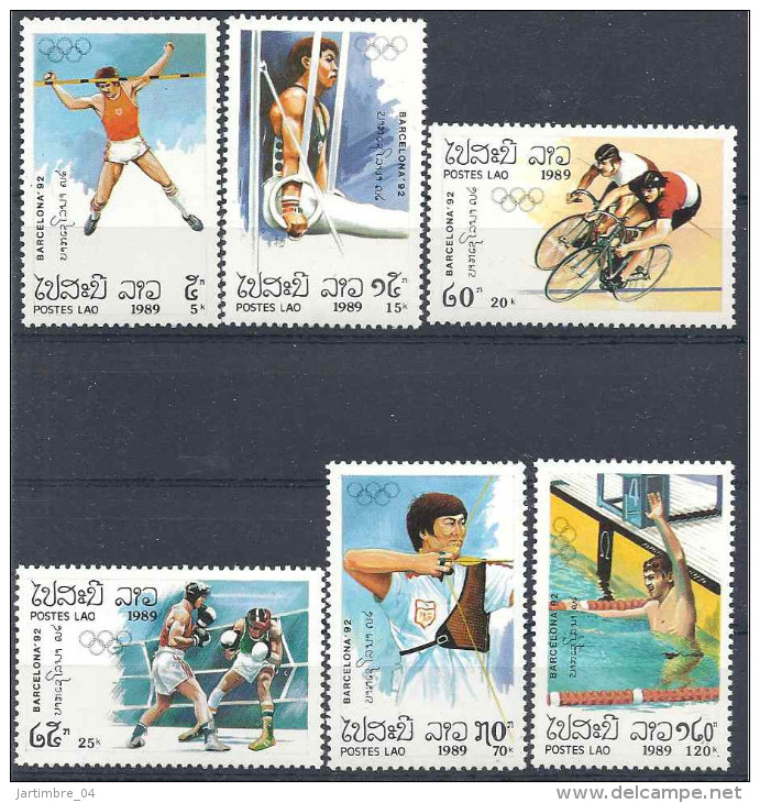 1989 LAOS 913-18** J.O Barcelone, Cyclisme, Tir à L Arc, Boxe - Laos