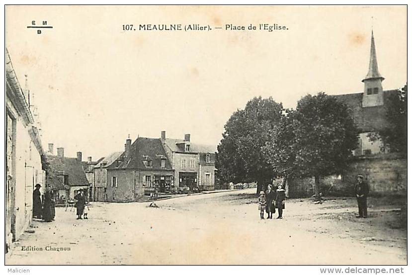 -ref-N165 - Allier - Meaulne -  Place De L Eglise - Petit Plan Magasin - Magasins - Carte Bon Etat - - Sonstige & Ohne Zuordnung