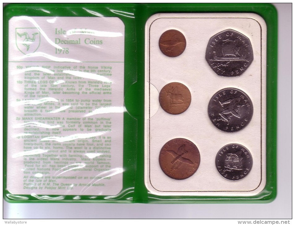 United Kingdom - Isle Of Man  Coin Set In Wallet (1978) UNC - Isle Of Man