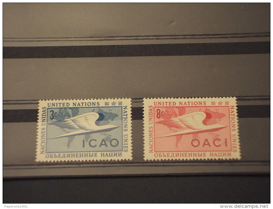 O.N.U. - 1955 O.A.C.I. (uccello) 2 VALORI - NUOVI(++) - Poste Aérienne