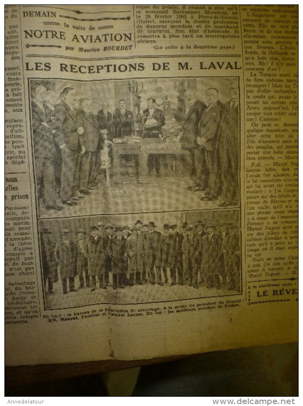 1931 LE PETIT PARISIEN : HONG-KONG ; Laval Reçoit La Fédération De Sauvetage; Etc - Le Petit Parisien