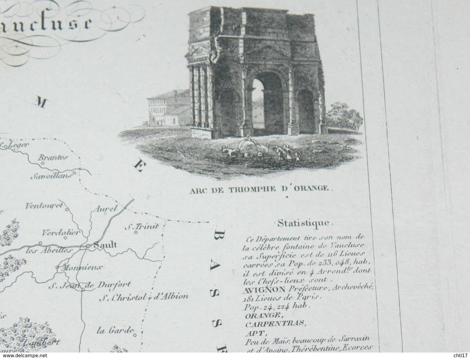 ATLAS DEPARTEMENTAL / 1830 / 1 GRAVURE  " VAUCLUSE " AVIGNON ORANGE CARPENTRAS  APT  / EDITEURS ANDRIEUX BARRESWI - Cartes Géographiques