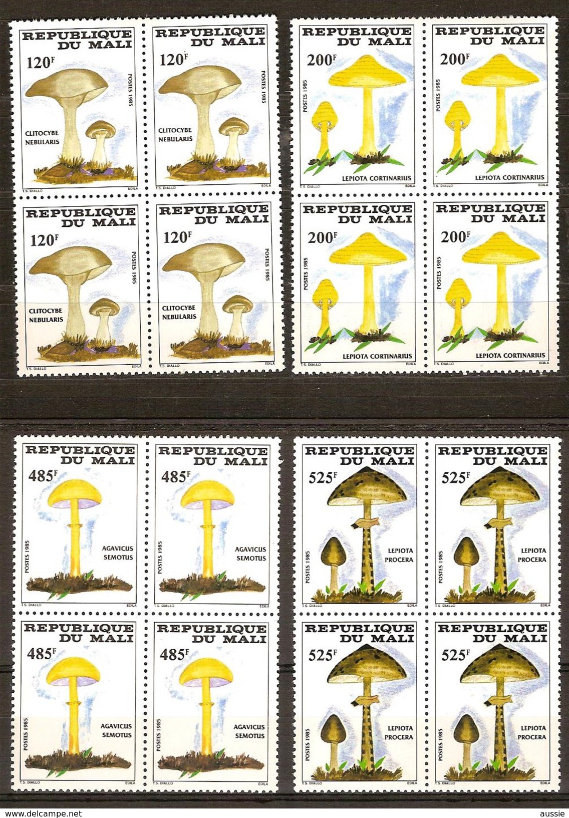 Mali 1985 Yvertn° 515-518 *** MNH Cote 66,00 Euro 4 Séries  Flore Champignons Paddestoelen Mushrooms - Mali (1959-...)