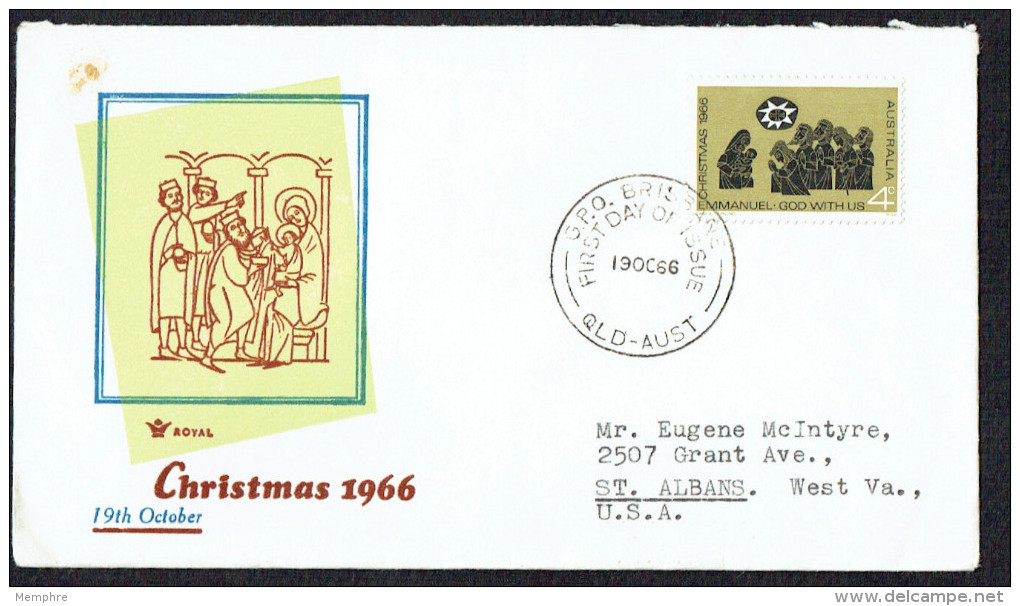 1966  Christmas Issue   Royal Cachet  Adressed To Canada - FDC