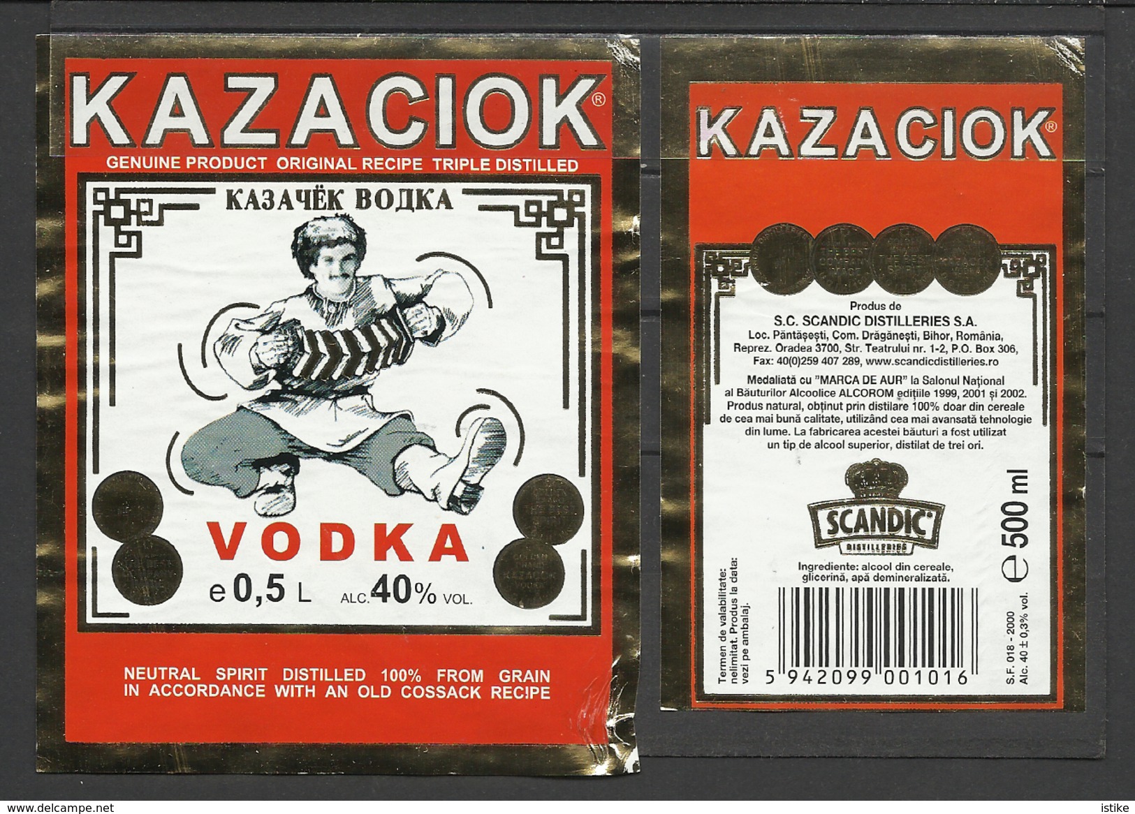 Romania,  Vodka Kazaciok, 2000. - Alcohols & Spirits