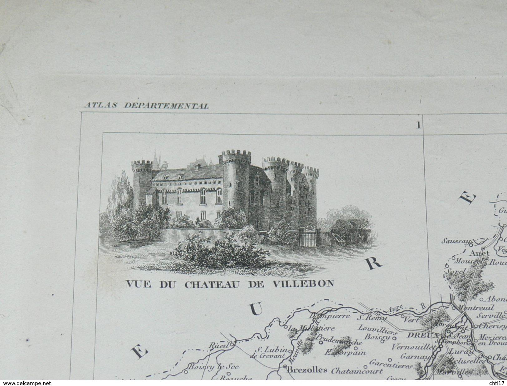 ATLAS DEPARTEMENTAL / 1830 / 1 GRAVURE  " EURE ET LOIR  " CHARTRES DREUX NOGENT CHATEAUDUN  / EDITEURS ANDRIEUX BARREW - Cartes Géographiques