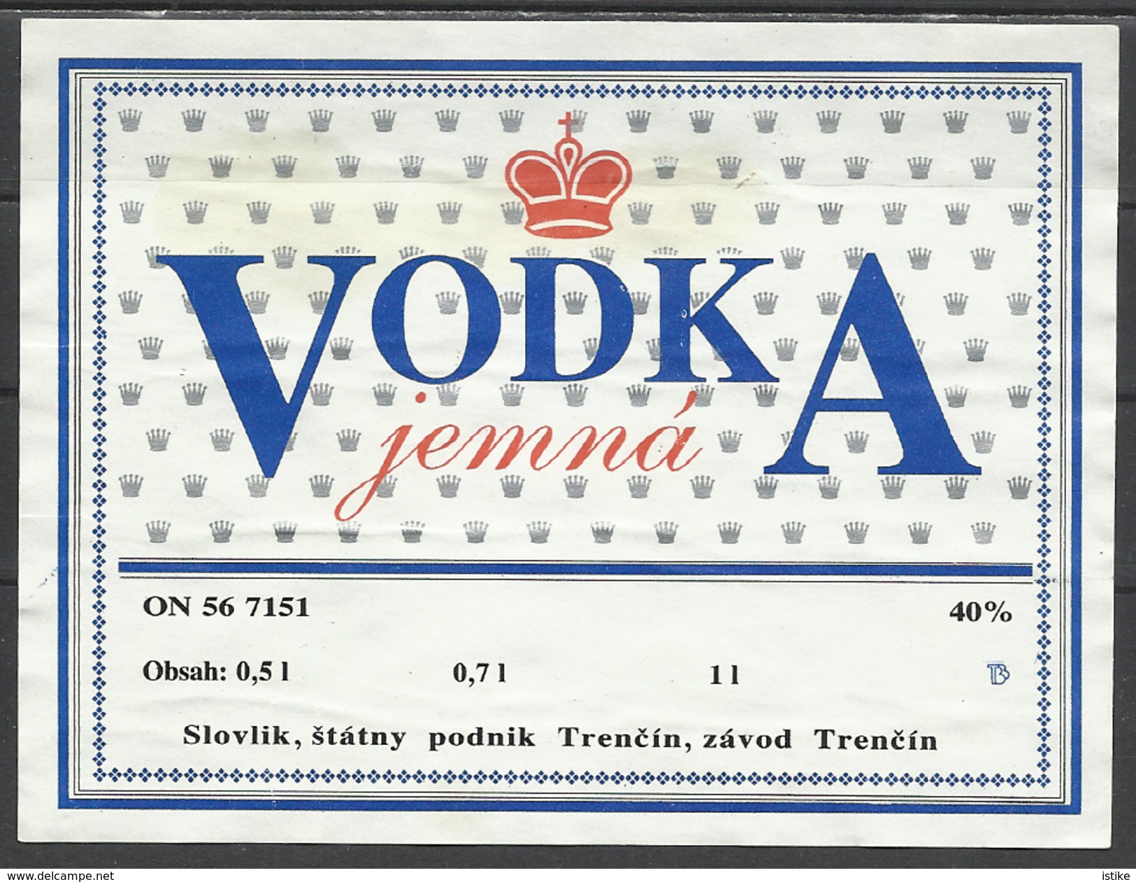 Czechoslovakia,   Vodka Jemna, 05 L., 0,7 L., 1l. - Alcohols & Spirits