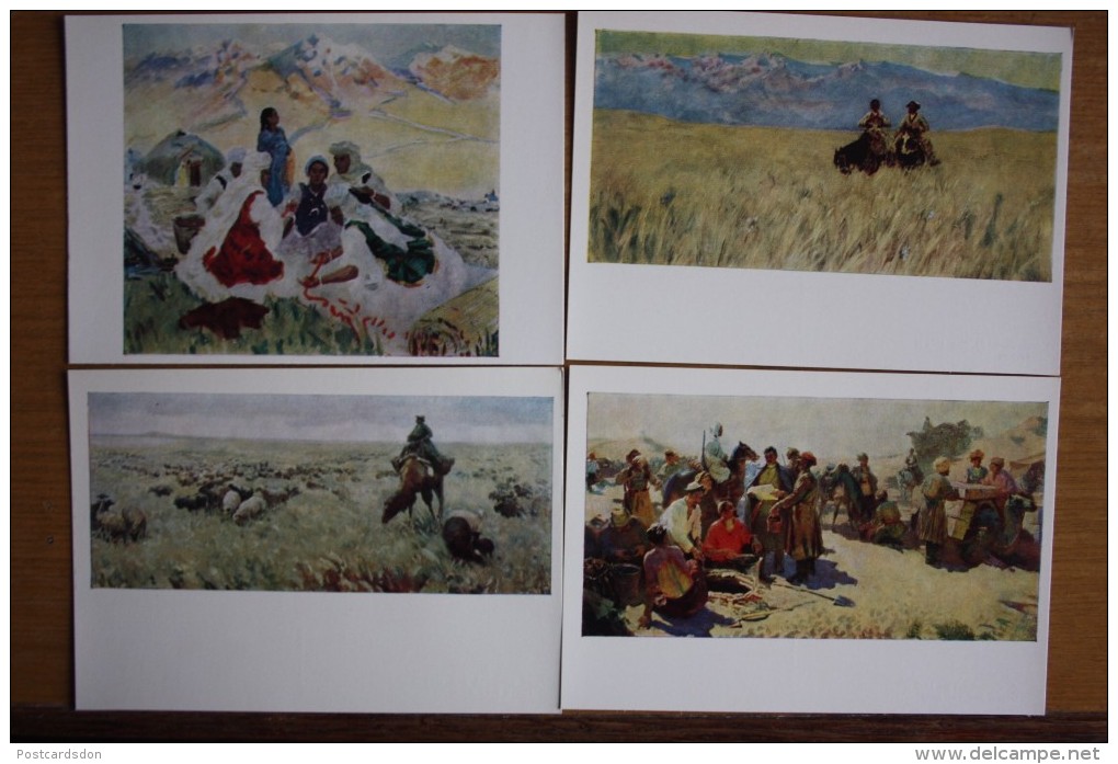 KAZAKHSTAN. In Art. 8  Postcards Lot. . 1972 - Old USSR PC - Kazakh People - Kazakhstan