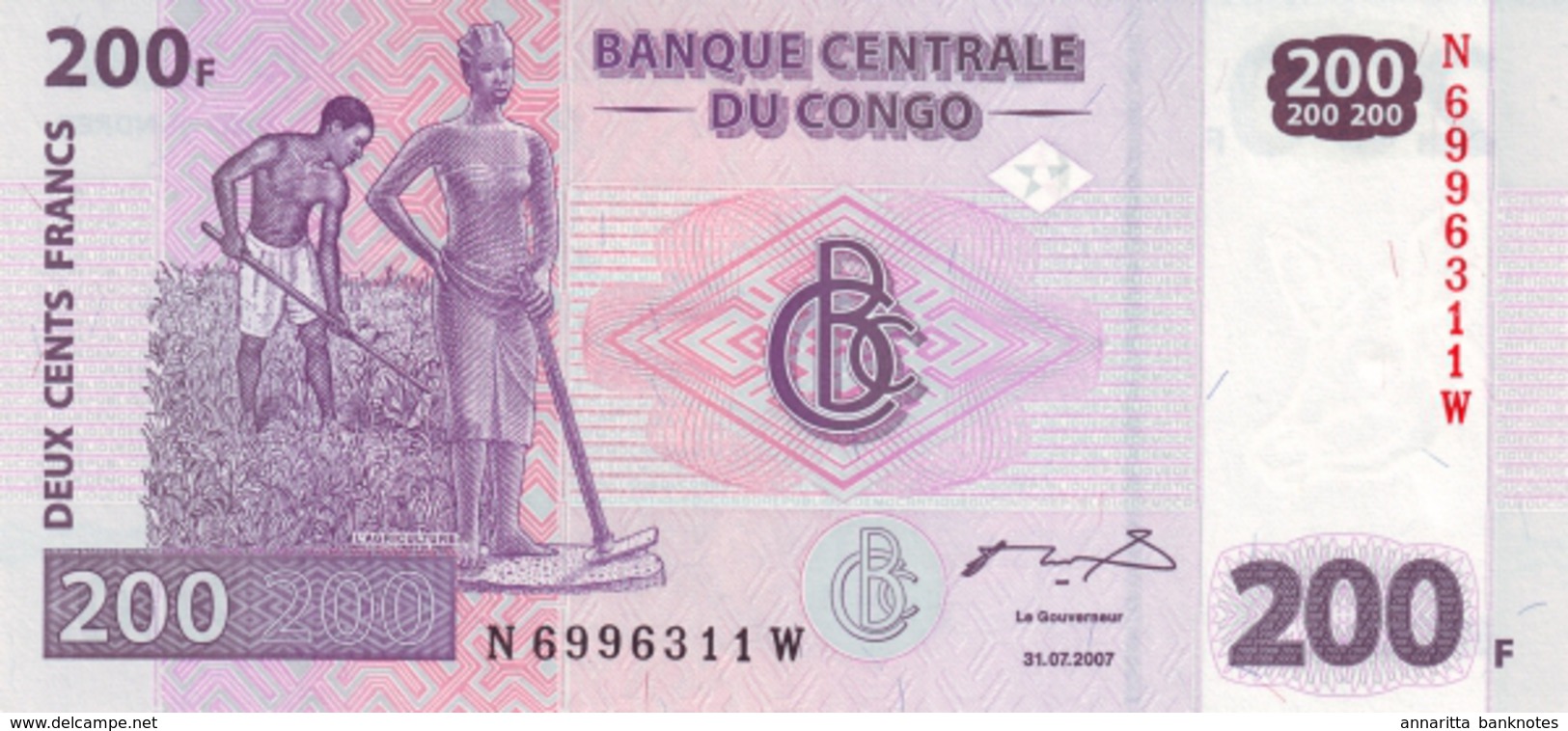 CONGO DEMOCRATIC REPUBLIC 200 FRANCS 2007 P-99 UNC [ CD321a ] - Democratische Republiek Congo & Zaire