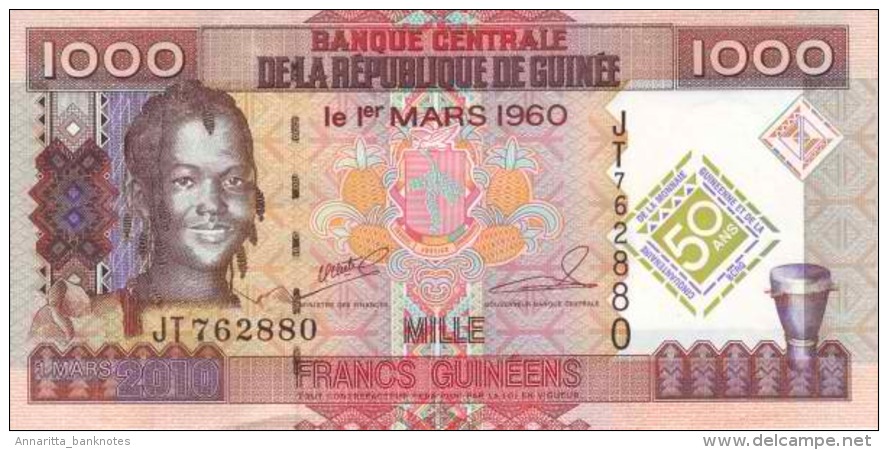 GUINEA 1000 FRANCS 2010 P-43 UNC COMMEMORATIVE [ GN333a ] - Guinee