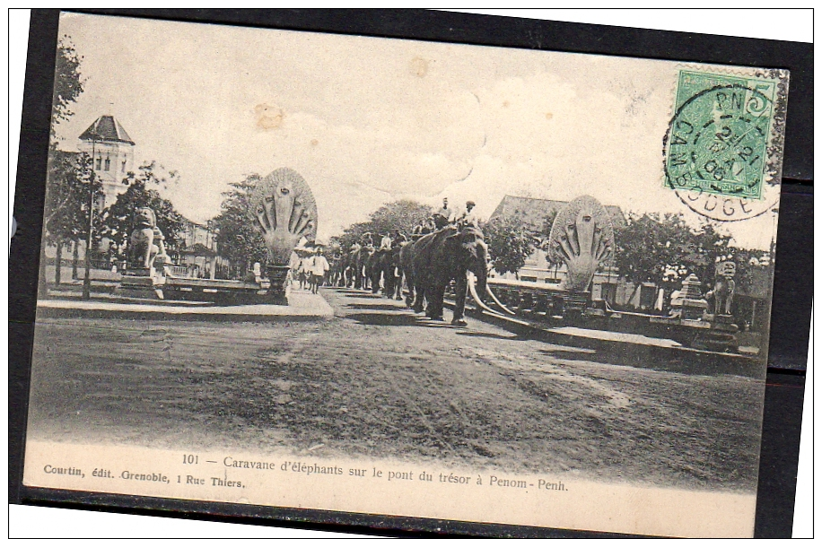 Cambodia Pnomh Penh 1908 Caravan Of Elephants Lezignan à La Nouvelle & Lizignan à St. Pierre Des Champs!! Rare Card (97) - Covers & Documents