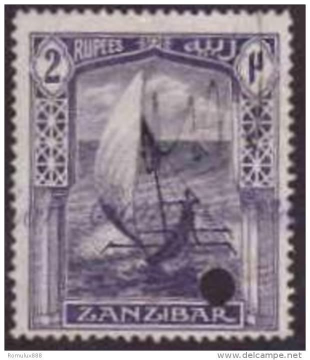 ZANZIBAR - DHOW, 2 RUPEE VIOLET SINGLE, TELEGRAPH USAGE? - Zanzibar (...-1963)